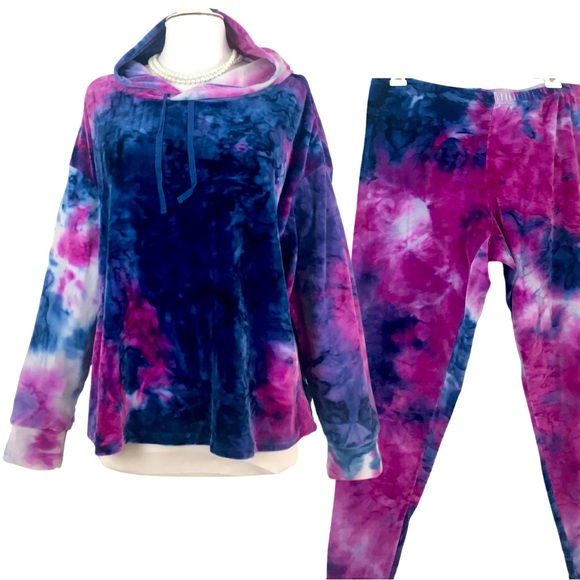 eye candy Tops - Eye Candy Tie Dye Velour 2 Piece Hoodie with Leggings Set Size 3X